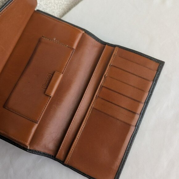 Vintage Dooney & Bourke All Weather Leather Kiss Lock Wallet Black Brown USA - Picture 8 of 12